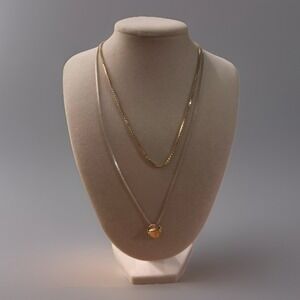 Jenny Bird A-Line Layered Necklace Two-Tone Gold Silver Pebble Pendant Jewelry